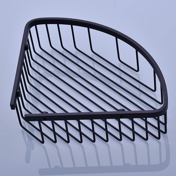 304 Stainless Steel Shower Caddy Corner Basket Shelf Bathroom Organizer Wall Mounted Storage, Matte Black Plated Finish Heavy Duty