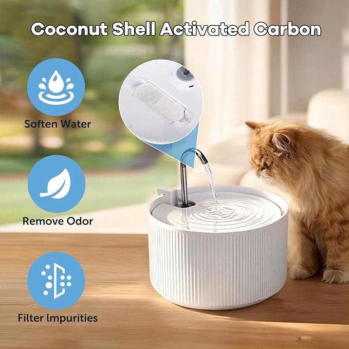 (18 Pack)6 Sets Ceramic Cat Water Fountain Replacement Filters, Pet Fountain Replacement Filters for 2.2L/74OZ