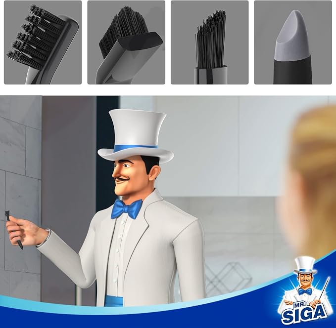 MR.SIGA Grout Cleaner Brush Set, Detail Cleaning Brush Set for Tiles, Sinks | Grout scub brush, small grout cleaning brush for crevice