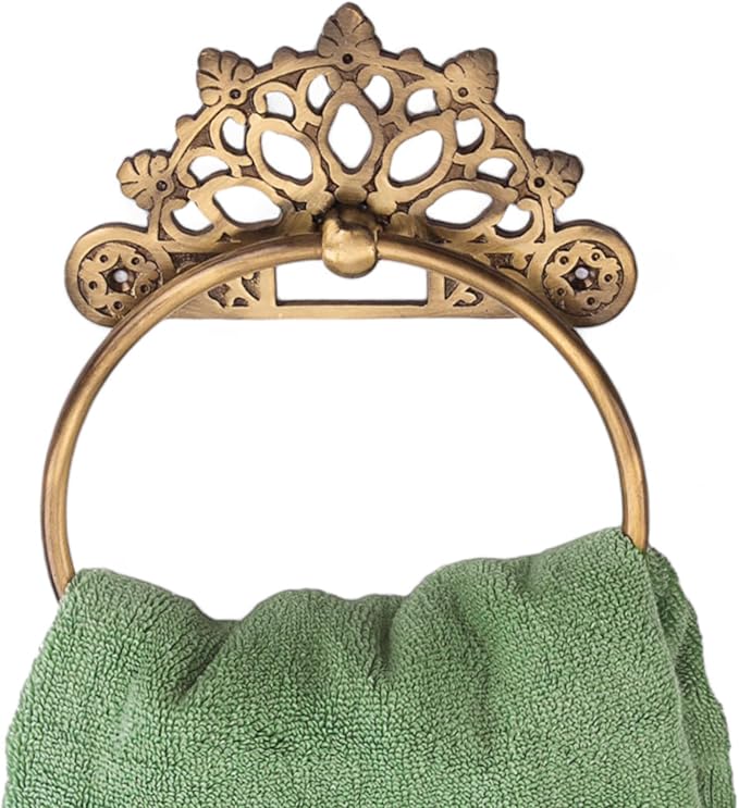 Victorian Towel Ring Solid Brass | Antique 6 inches | Hand Towel Hanger | Round Towel Holder for Bathroom, Toilet,Kitchen Accessories Handmade | Wall Mounted | Napkin Holder
