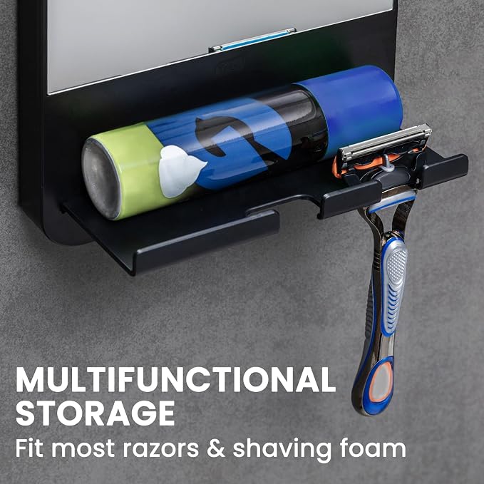 TAILI Shower Mirror Fogless for Shaving,Fogless Mirror Suction Wall Mounted | Shower Mirror Fogless, Shaving Mirrors, Removable & Reusable, Wall Mount, Razor Holder Storage, Bathroom Accessories K9