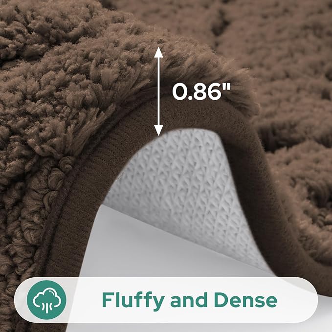 HOMEIDEAS Brown Bathroom Rug Set 2 Piece, 20"x32"+16"x24" | Soft Microfiber Tufted Bath Mats, Super Absorbent, Non Slip, Machine Washable for Everyday Use