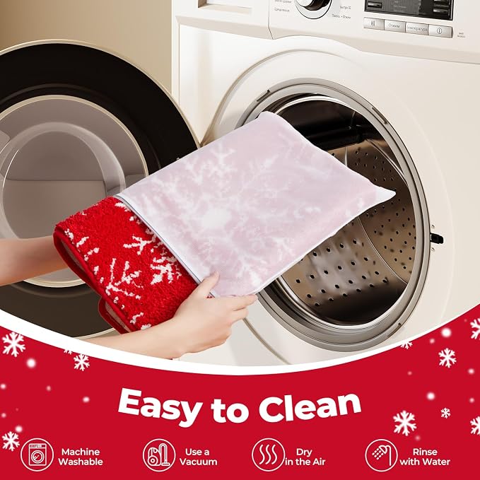 TYUU Christmas Bathroom Rugs, Extra Soft Absorbent Bath Rug Non Slip Washable Bathroom Mat Holiday Xmas Home Decor Indoor Bath Mat, Snowflake, 24"x36"