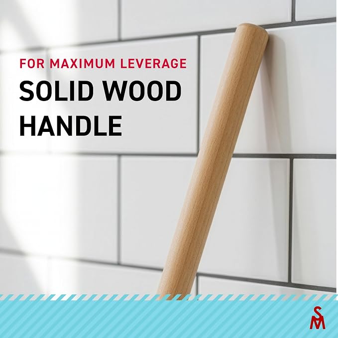 SteadMax Heavy Duty Toilet Plunger, Double Thrust Rubber Cup, Wood Handle
