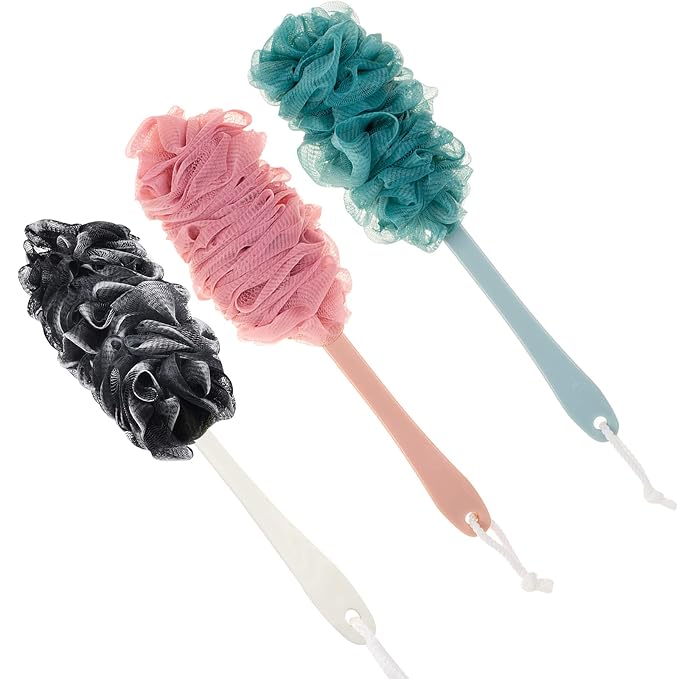 Back Scrubber for Shower, Loofah Long Handle Bath Body Brush, Soft Nylon Mesh Sponge On a Stick for Shower Men Women Kids Elderly, Exfoliating Scrub Cleaning Luffa for All Kinds of Skin