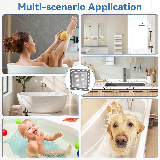 Shower Drain Hair Catcher,2pcs,Hair Catcher for Bathroom Drain,Sink,Bathtub | Tub Drain Cover Protector,Easy Installation Clean,Prevents Clogged For Bathroom/Kitchen/Laundry Room Floor Drain,Sink,Bathtub