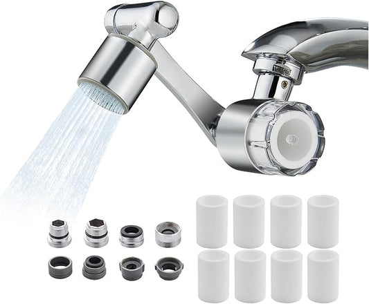 YYKBZ Water Filter For Sink Faucet Extender,1080° Swivel Aerator,2 Modes Spray Sink Water Filter,Brass Faucet Mount Purifier System For Kitchen/Bathroom/Toddlers,Multiple Adapters With 9pcs Filters