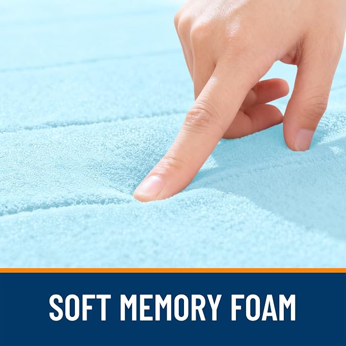OLANLY Memory Foam Large Bath Mat 70x46, Super Soft Absorbent Bathroom Rugs | Sky Blue, Quick Dry Bath Rug, Machine Washable Shower Floor Mats, Bathmat Carpet for Bathroom Floor, Tub and Shower