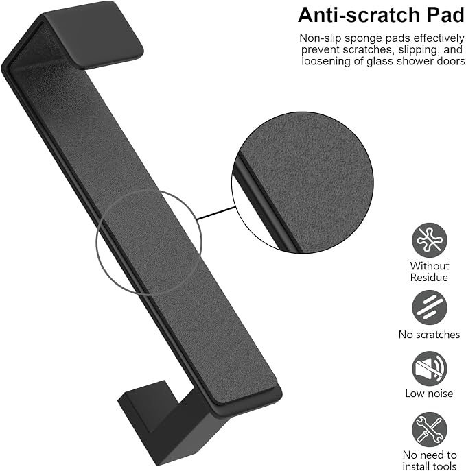 HUFEEOH Over The Door Hooks 2-Pack, Heavy Stainless Steel Coat & Towel Rack, No Drilling Scratch-Free Over Door Hanger Dorm Essentials Bathroom Accessories, Fits 1-3/4" Doors (Black) (L Shape)