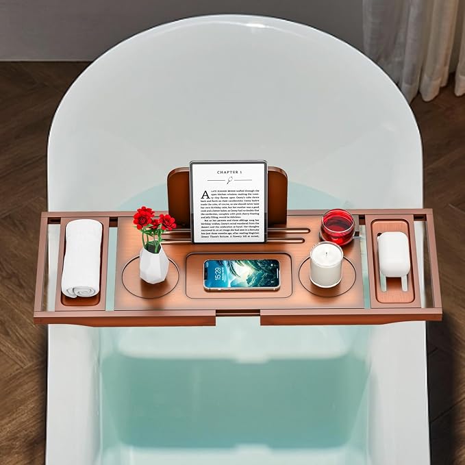 Banlilu Bathtub Tray - Bath Tray Expandable - Bath Tub Tray Table for Bathtub, Ajustable Size, Fits Most Tubs