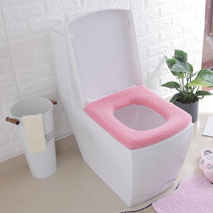 3 Pack Thickened Toilet Seat Cover Pads - Soft, Stretchable, Washable, Warm, Comfortable Bathroom Toilet Seat Covers for Round & Elongated 14x18” Toilets, Non-Slip, Durable