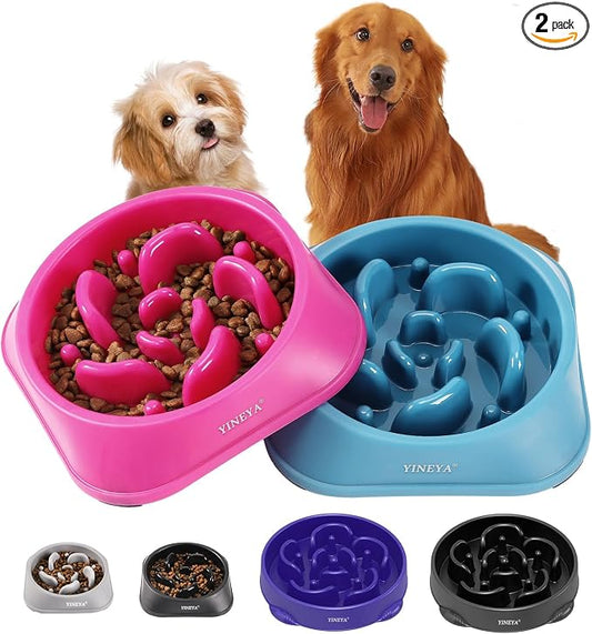 2PCS Slow Feeder Dog Bowls, Pet Supplies that Slow Down Eating, Pet Food Bowls, Maze Dog Puzzle Feeder for Medium Breed