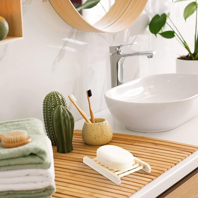 Soap Accessories Set Including Wood Soap Holder Soap Dishes for Bar Soap Tray, Soap Saver Bag Exfoliating Soap Pouch, Self Draining Soap Saver Pads for Bathroom Men Bath (120)