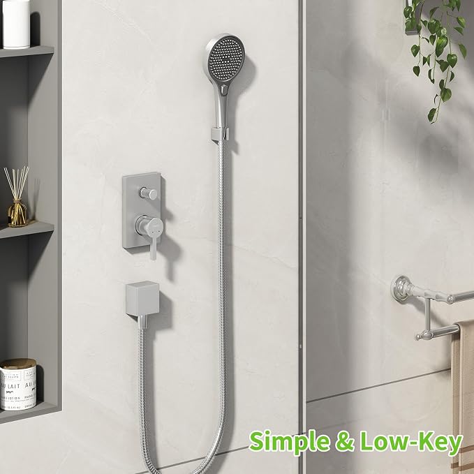 Angle Simple Shower Head Holder, Brass Shower Wand Bracket, Handheld Sprayer Holder Wall Mount, Brushed Nickel