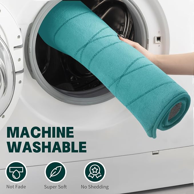 Bathroom Rugs Set 3 Piece, Memory Foam Bath Mat Teal | Ultra Soft, Absorbent, Non-Slip, Machine Washable, for Bathroom, Sink and Toilet