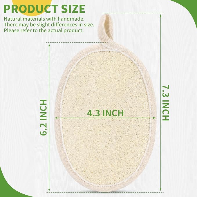 6 Pack Large Size Natural Loofah Body Scrubber for Exfoliating | Sufficient and Durable, Rough Surface for Removing Dead Skin, 6.2*6.3 Inch, Loofah Body Sponge for Women and Men