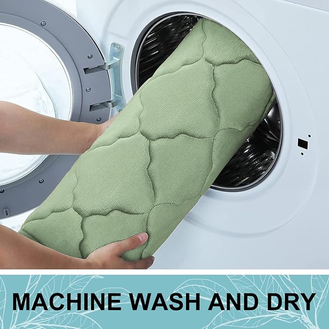 OLANLY Memory Foam Bath Mat Rug 47x24, Ultra Soft Bathroom Rugs, Sage Green | Thick Absorbent Carpet, Non-Slip Backing, Machine Washable, for Bathroom Floor, Tub, Shower and Home Decor Accessories