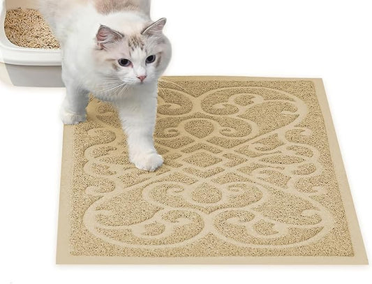 PetLike Cat Litter Box Mat, Thick Kitty Litter Trapping Mat, Durable,Waterproof &Washable with Non-Slip Backing, Soft on Kitty Paws and Easy to Clean, BPA Free
