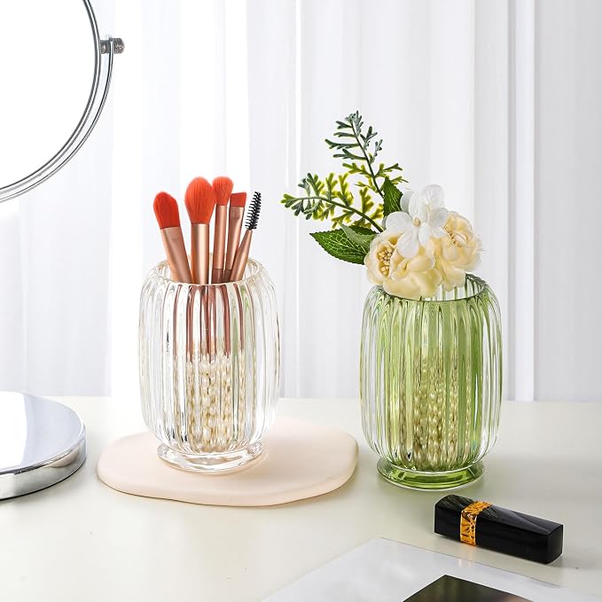 VanEnjoy Clear Green Toothbrush Cup Glass Toothbrush Holder for Bathroom, Unique Toothbrush Holder