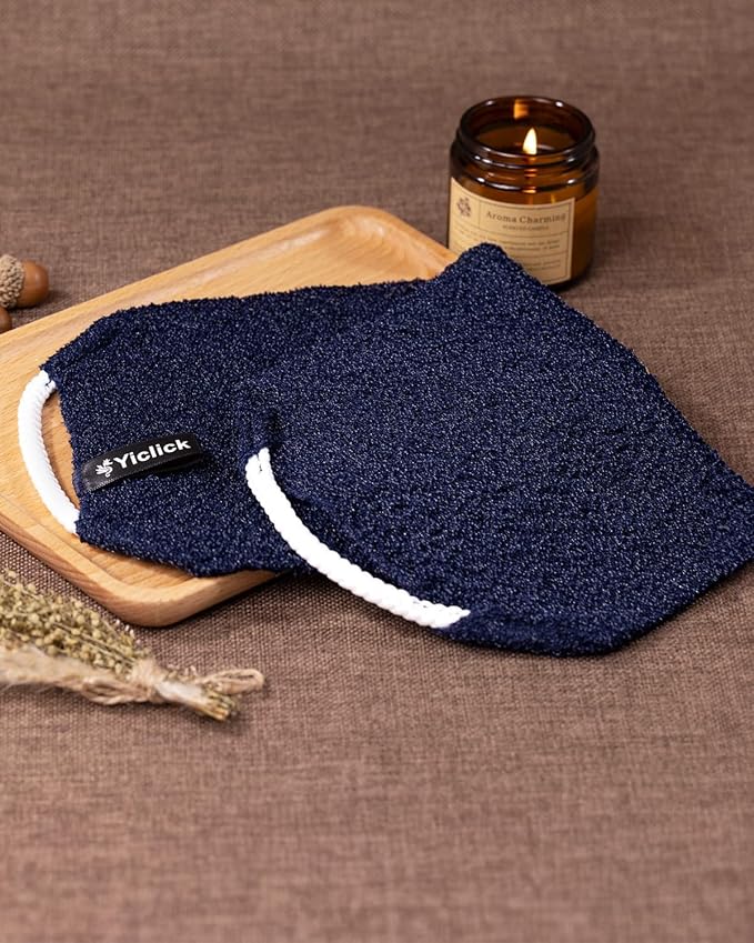 Exfoliating Washcloth Towel with Handle, Back Scrubber for Shower, Exfoliating Body Scrubber Exfoliator, Japanese Wash Cloth for Body Scrub, Bath Sponge Loofah Luffa Washer Exfoliator