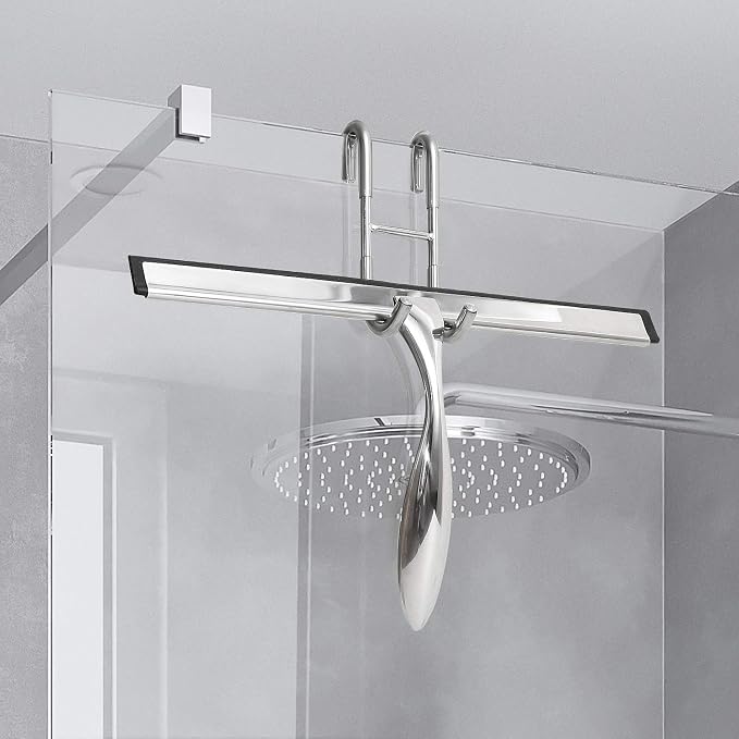 Simtive Shower Door Hooks (3-Pack), Towel Hooks for Bathroom Frameless Glass Door, Shower Squeegee Hooks, Silver