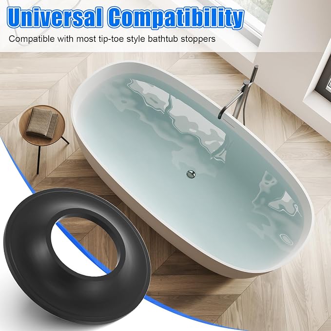 Dreyoo 10 Pack Tub Stopper Gasket for Tub Drain Assemblies, Replaces Stopper Bathtub Drain Gasket, for Tip Toe Style Bathtub Stoppers (2-1/16 in. x 1 in. x 1/4 in), Easy Installation
