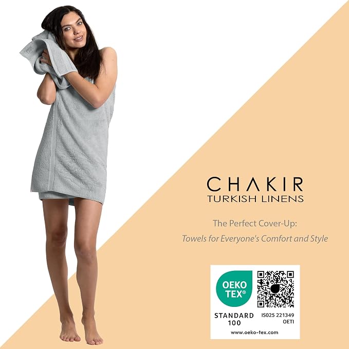 Chakir Turkish Linens, 100% Cotton Premium Quality Turkish Bath Sheets (35''x70'' Large Bath Sheet Towels - Silver Gray) | 100% cotton bath sheets, 35x70 oversized, OEKO-TEX certified, soft plush and absorbent