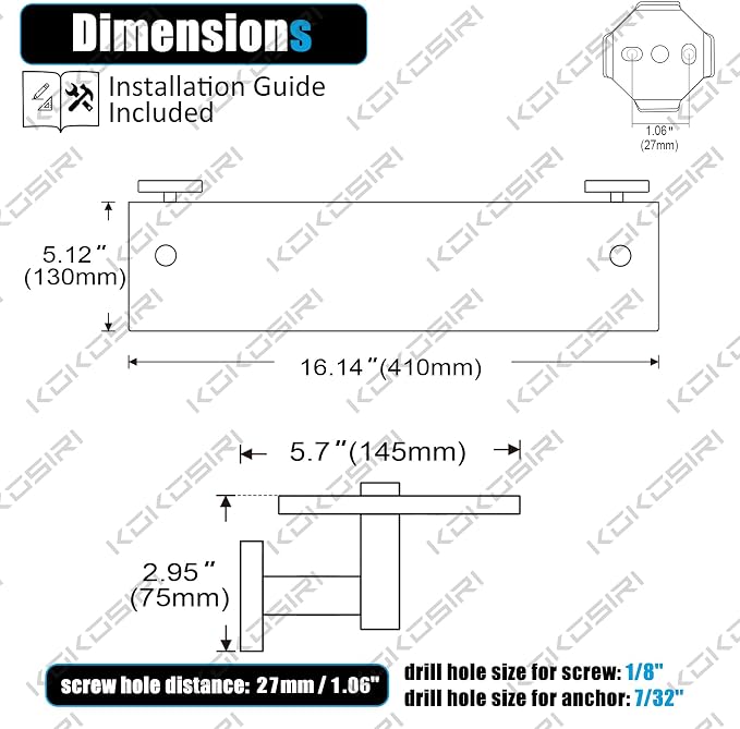 KOKOSIRI Wall Shelves Bathroom Hardware Glass Floating Shelf 16-Inch for Bedroom, Living Room, Kitchen, Hanging Rack Champagne Bronze B1105CPG-L16