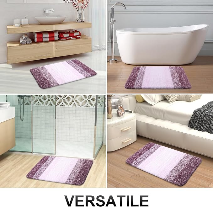 OLANLY Bathroom Runner Rug 70x24, Extra Soft Absorbent Microfiber Bath Rugs | Mauve, Non-Slip Quick-Drying Rubber Backing, Machine Washable Long Bath Mat for Floor, Tub and Shower, Home Decor Accessories