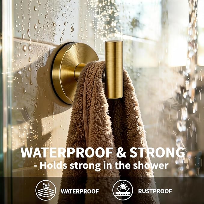 2026 Suction Cup Hooks for Shower - Heavy Duty Matte Black Bathroom Hooks for Glass Door, 2 Pack No Drill & No Damage Waterproof Hooks for Tile, Rustproof for Towels & Door Wreaths