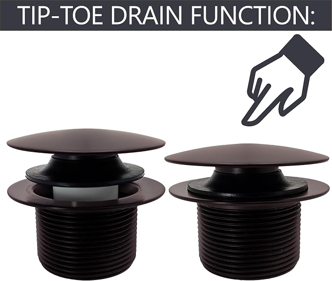 Westbrass D398R-12 1-1/2" NPSM Coarse Thread Mushroom Tip-Toe Bathtub Drain Stopper, Oil Rubbed Bronze