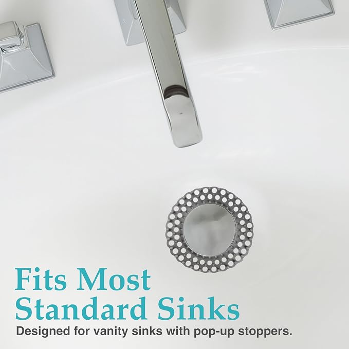 Evriholder Vanity Sink Drain Saver, Catches Hair, Prevents Clogs, 12 Pack | Fits Most Standard Sinks, Quick and Easy to Install