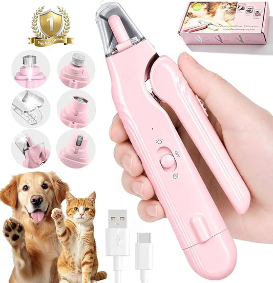 2-in-1 Dog Nail Grinder & Dog Nail Clipper for Sensitive Pets | Whisper-Quiet Claw Trimmer, with 2 LED Light & Safety Lock, Nail Clipping Collector Box, Painless Paws Grooming & Smoothing