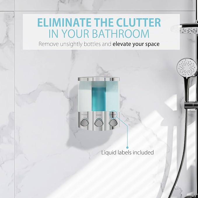 Better Living Products 76344-1 Euro Series TRIO 3-Chamber Soap and Shower Dispenser, Chrome