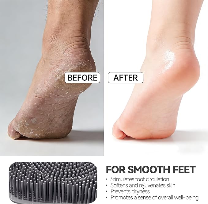 ozner Silicone Shower Foot Scrubber Mat, Back Washer Bath Wash Pad Exfoliating & Massage, Wall Mounted Slip Strong Suction Cups for Use in Cleaner Men and Women (Grey)