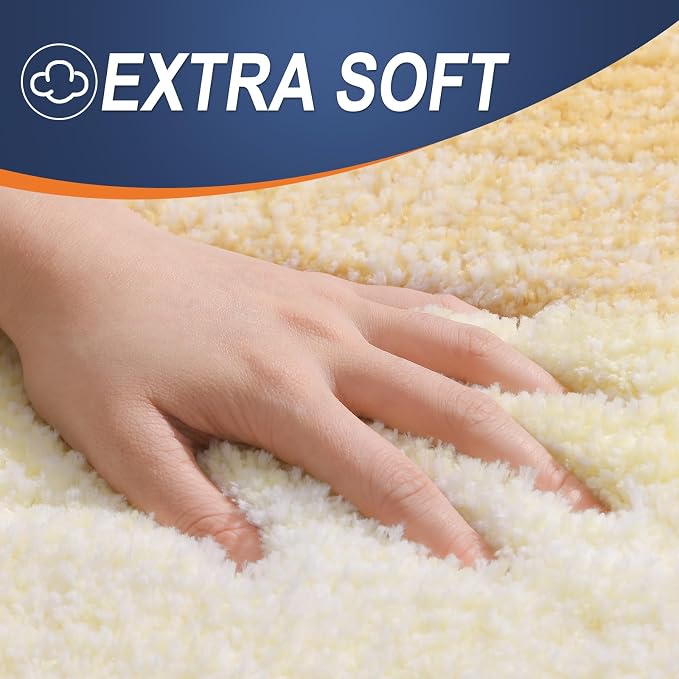 OLANLY Bathroom Runner Rug 40x24, Extra Soft Absorbent Microfiber Bath Rugs | Light Yellow, Non-Slip Quick-Drying Rubber Backing, Washable Long Bath Mat for Floor, Tub and Shower, Home Decor