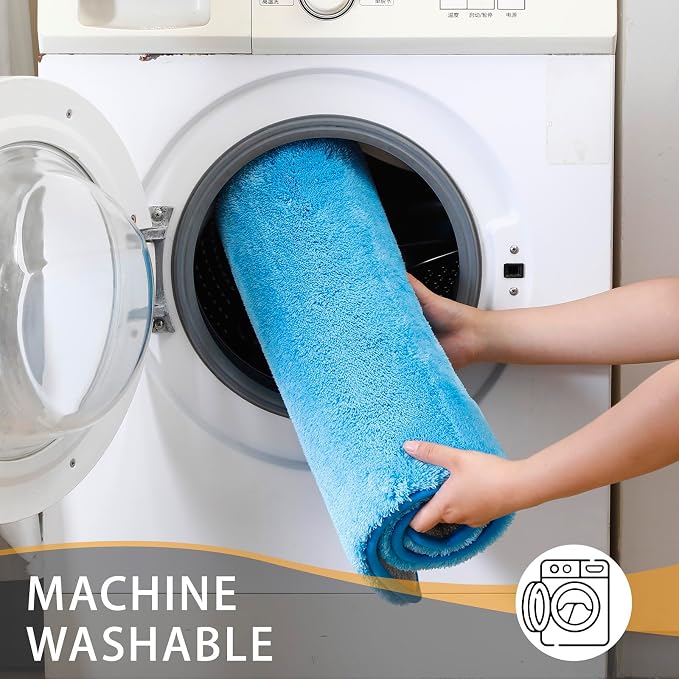 MINIDEAR Bathroom Rugs 24x17 Lake Blue - Thick Memory Foam Bath Mat, Ultra Soft & Plush Fluffy, Non-Slip, Quick Dry, Absorbent Washable Floor Microfiber Mat for Tub, Home Decor Accessories