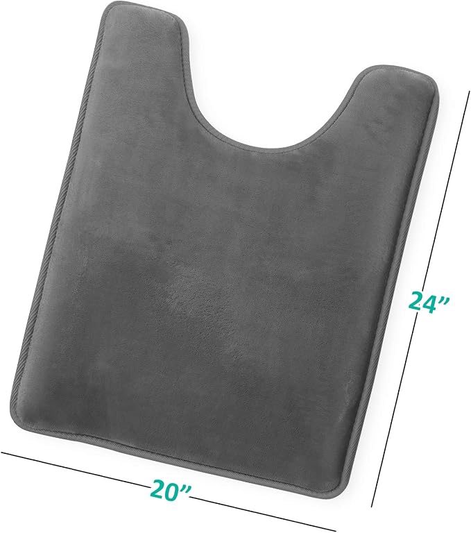 Clara Clark Bathroom Rugs, Velvet Memory Foam Bath Mat, Non-Slip, Machine Washable Bath Rugs - Dries Quickly, Ultra Soft Plush Bath Mats for Bathroom, 20 x 24, Grey