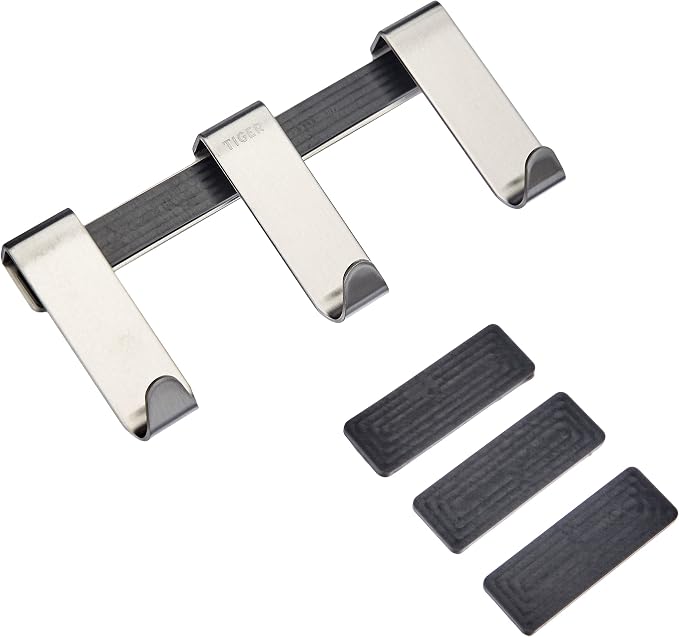 Tiger Basic for Shower Doors 6-8 mm Brushed Stainless Steel Hooks, One Size