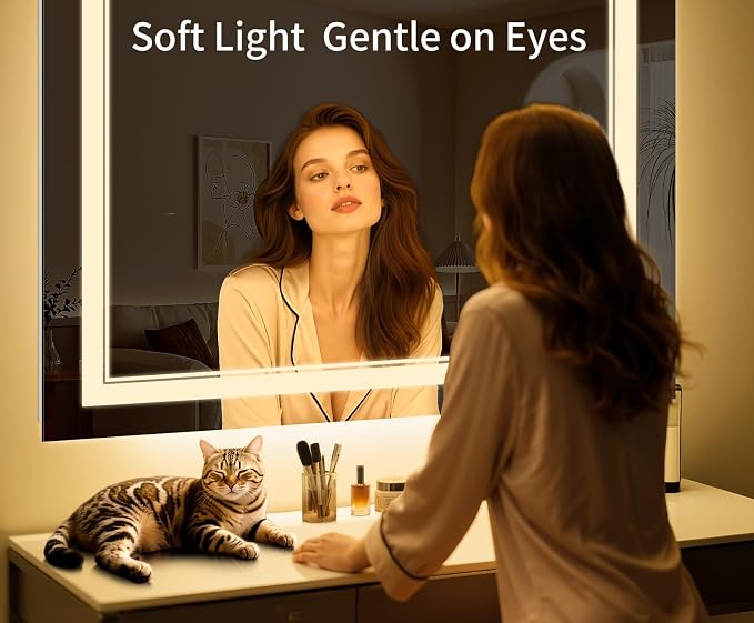32"x30" LED Bathroom Mirror with Lights,Anti-Fog,3 Color Modes
