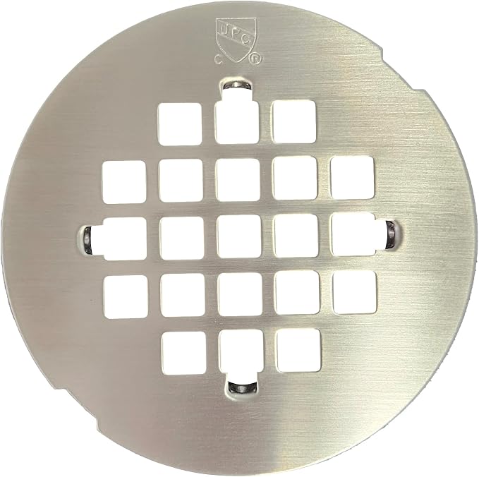 Westbrass D319-2-07 4-1/4" OD Casper Style Brass Snap-in Shower Strainer Grid Drain Cover, Satin Nickel (2-Pack)