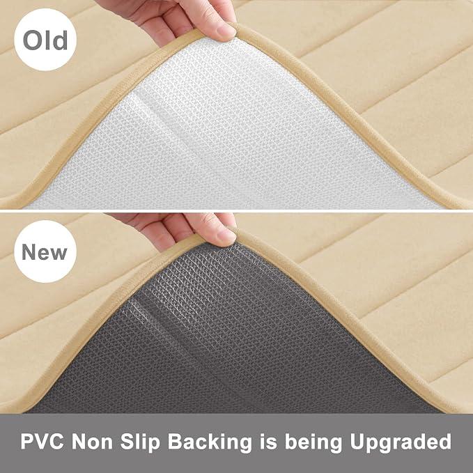 Buganda Memory Foam Bath Mat 60 x 24, Ultra Soft Absorbent Bathroom Rugs | Gold, Machine Washable Quick Dry Bath Mats for Bathroom Floor, Shower and Tub, Home Decor Accessories