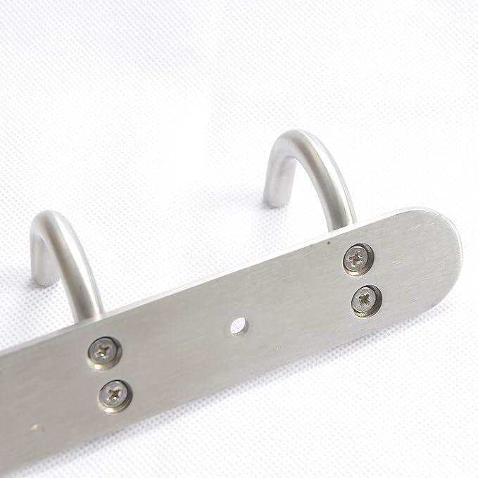 Towel Hook Rack Brushed Nickel - Sagmoc 17-Inch Coat Hook Rail Wall Mounted with 7 Round Hooks, Durable Wall Hangers for Bedroom, Bathroom, Foyer, Hallway (304 Stainless Steel)