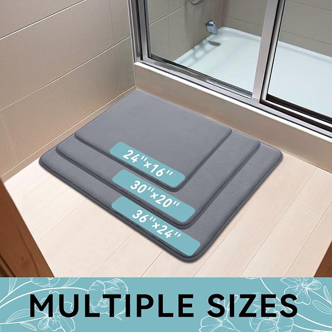 Smiry Memory Foam Bath Mat 47x32, Extra Soft and Absorbent Bathroom Rugs | Dark Grey, Quick Dry Machine Washable Non-Slip Bath Mat for Bathroom Floor, Shower and Tub