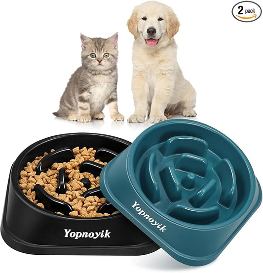 2 Pack Slow Feeder Dog Bowls for Small Dogs | Non-Slip Base, Anti-Choking Design, Reduces Bloating & Overeating, Easy to Clean, 1 Cup