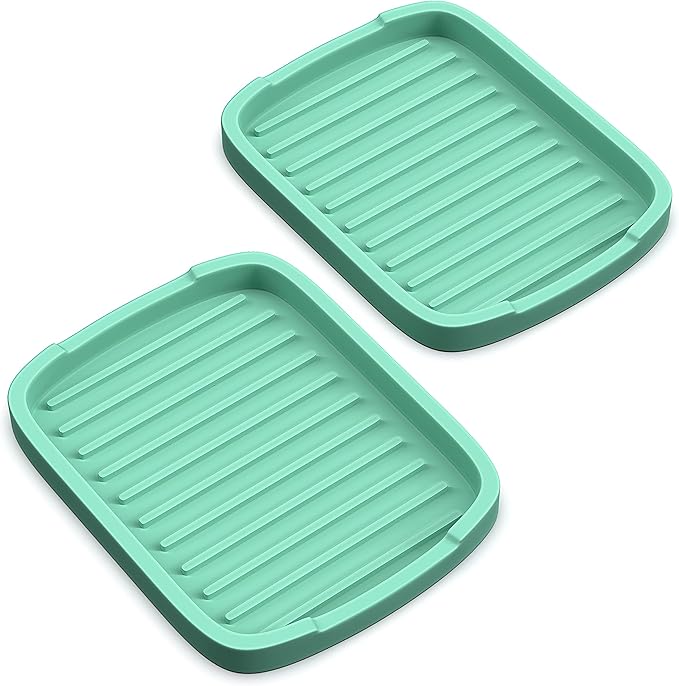 ZAPPOWARE Silicone Sponge Holder -soap Tray - 5.9" X 4.33" Set -2pcs (Light Green)
