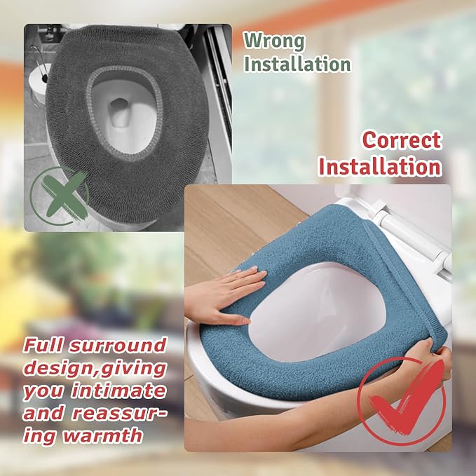 Legigo 5 Pack Toilet Seat Cover, Soft Toilet Seat Warmer Pads for Bathroom | Warmth, Comfort & Easy to Install, Toilet Seat Cushion Covers, Washable and Stretchable