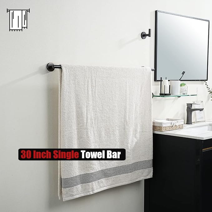 JQK Oil Rubbed Bronze Towel Bar, 33 Inch 304 Stainless Steel Thicken 0.8mm Towel Rack Bathroom, Towel Holder ORB Wall Mount, Useable Length 30 Inch, TB110L30-ORB
