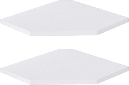 Fun Memories Corner Shelf Wall Mount, Floating Corner Shelves, Set of 2 Corner Wall Shelf Organizer, Rustic Wood Wall Storage Display Shelves for Living Room Bedroom Bathroom Kitchen, Rustic White