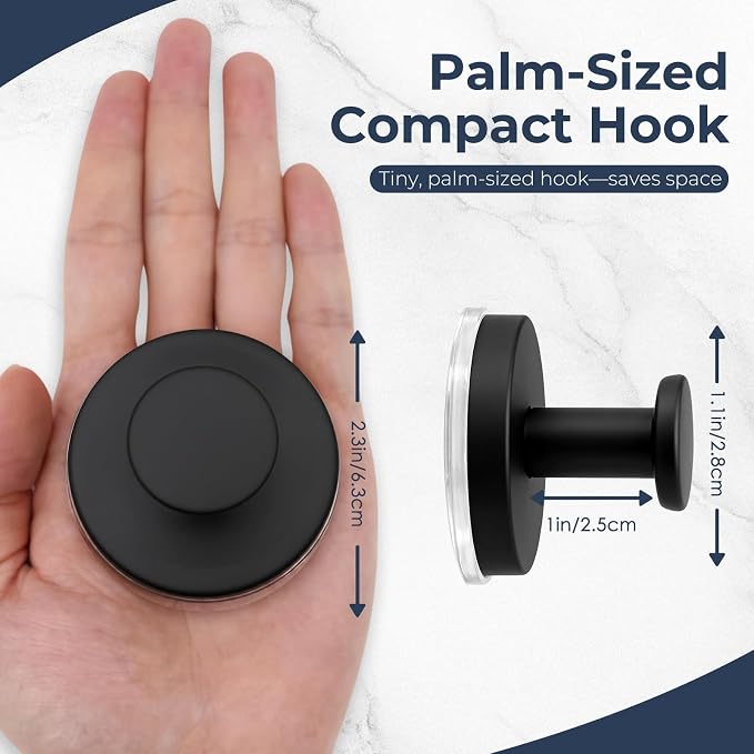 Large Suction Cup Hooks for Shower,Glass Window&Door,Mirror,Reusable Shower Hooks,No-Drill Removable Towel Hooks for Bathroom,4 Packs(Matte Black)